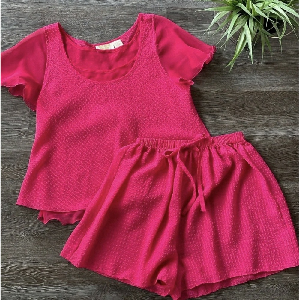 Vintage Victoria Secret Gold Label Short Sleeve Pajama 2-Piece Set Size Medium